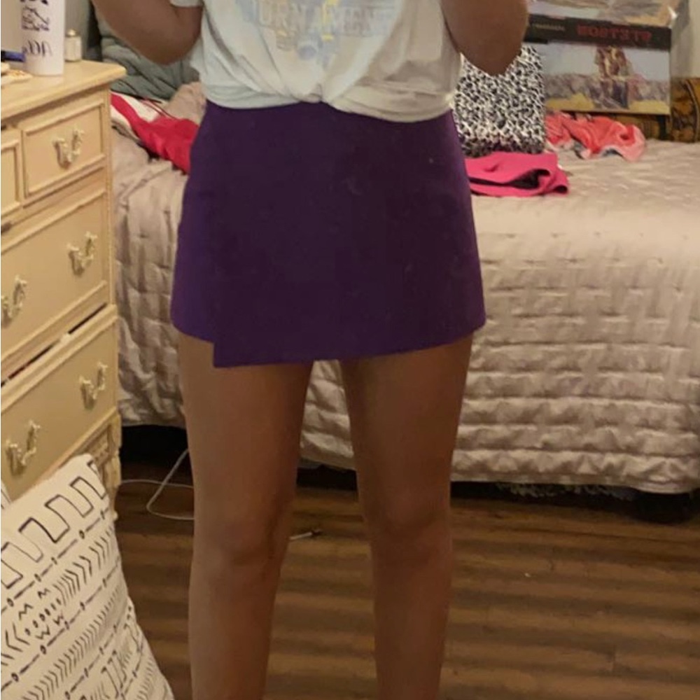 purple zara shorts
